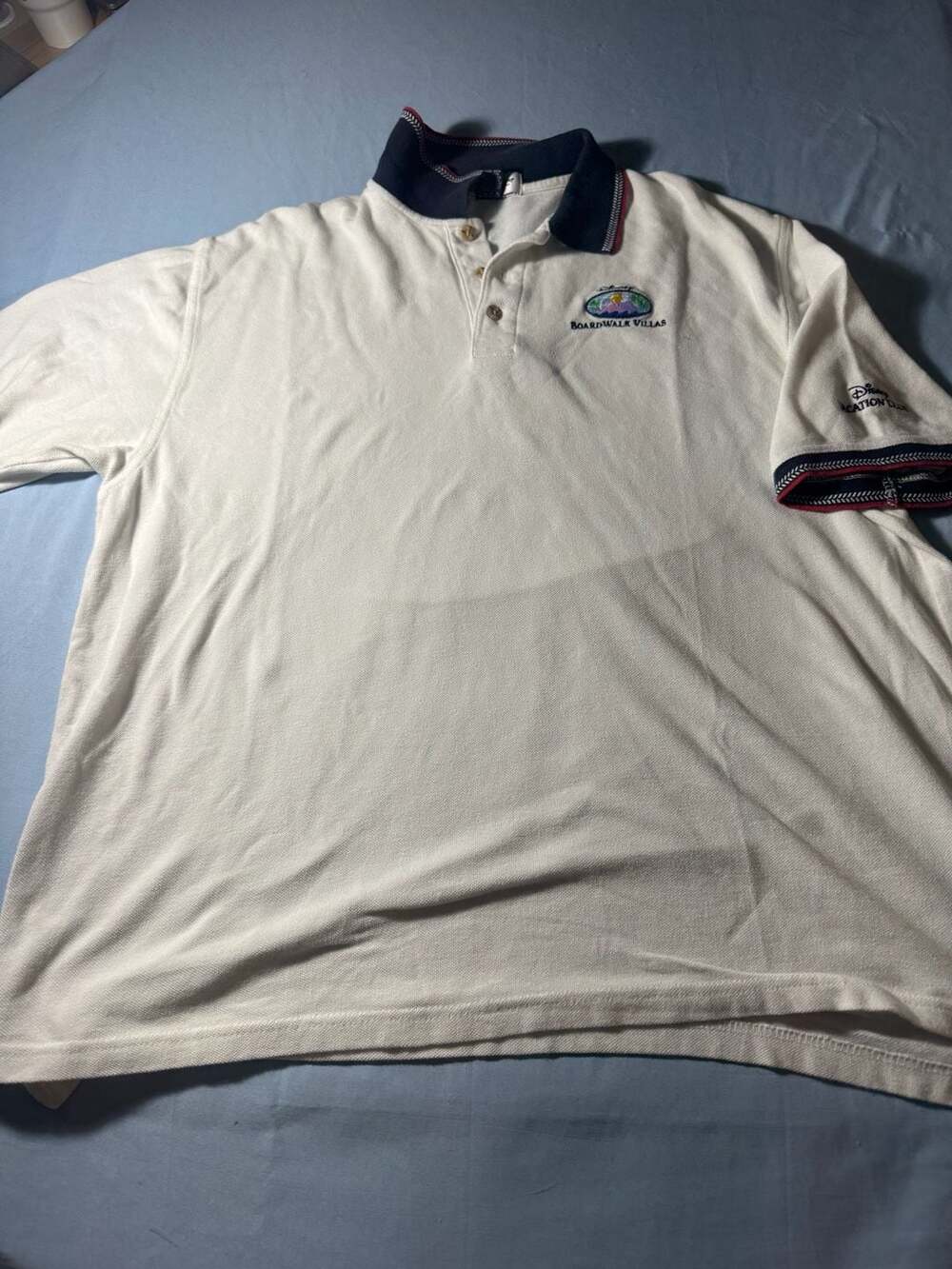 Vintage Walt Disney Boardwalk Villas Short Sleeve Polo Shirt Men's XL White
